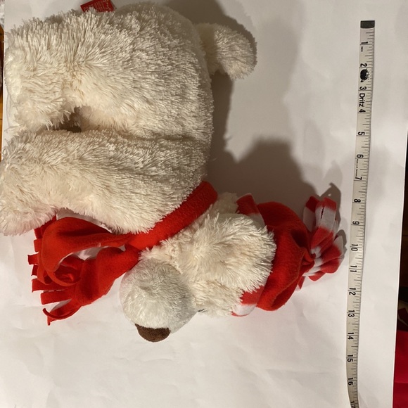 GITZY Valentines Day Plush White Toy Dog Puppy Red Beanie Scarf Brown Nose - Picture 12 of 14